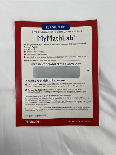 Mymathlab student access - mymathlab,